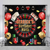 Aperturee Aperturee Custom Casino Birthday Bash Backdrop Las Vegas Night and Poker Theme Personalized Roulette Wheel Photo Prop